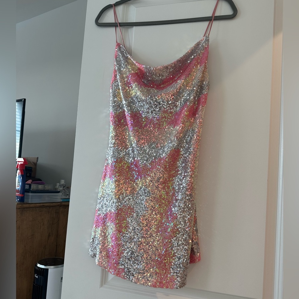 NWT Sequin Cowl Neck Mini Dresss - Picture 15 of 17